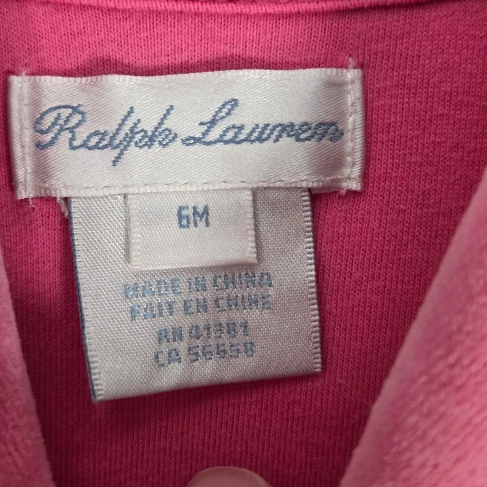 Ralph Lauren Baby Girls 6M‎ One Piece Footed Velour Velvet Coverall Pink Vintage